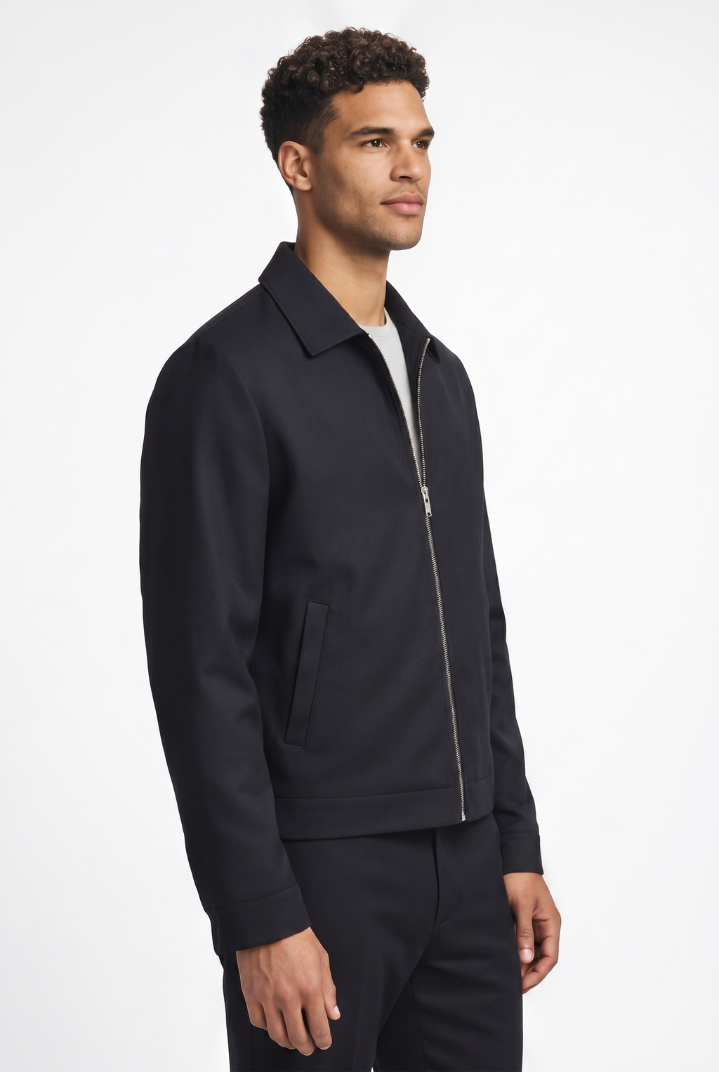 Men's Zipper Jacket with Classic Collar for Smart Casual Wear