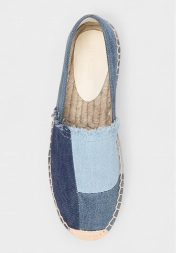Women's Denim Slip-On Espadrilles with Fringe Detail