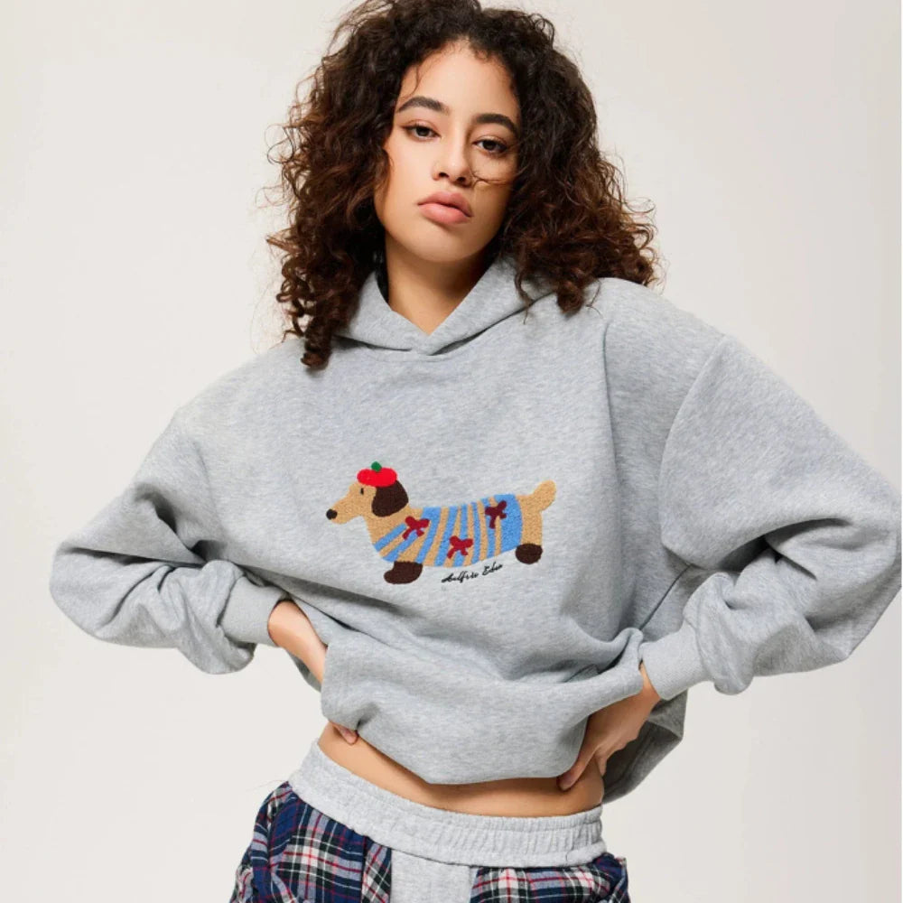 Oversized Dachshund Design Hoodie