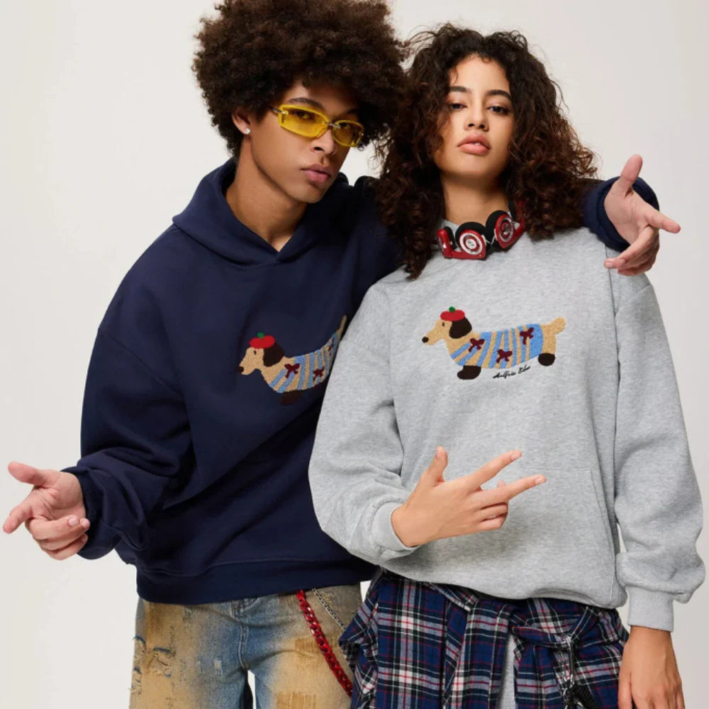 Oversized Dachshund Design Hoodie