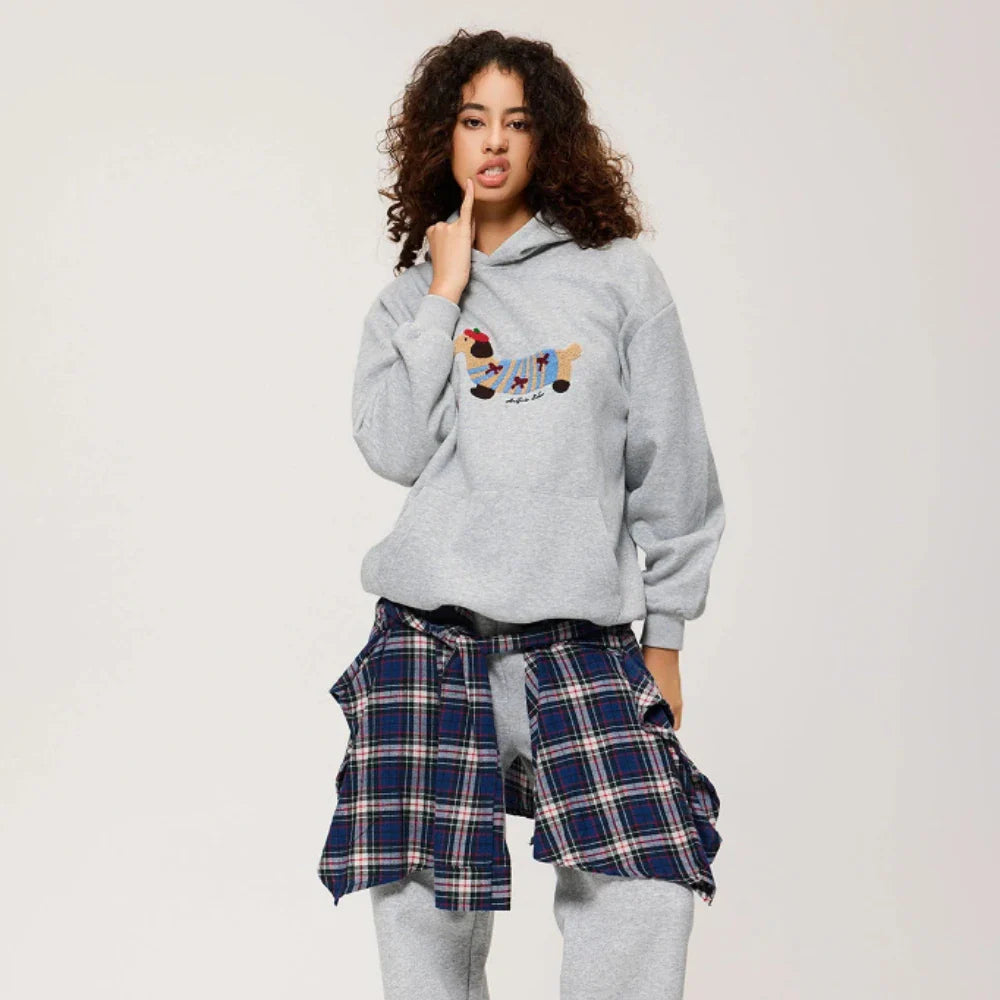 Oversized Dachshund Design Hoodie