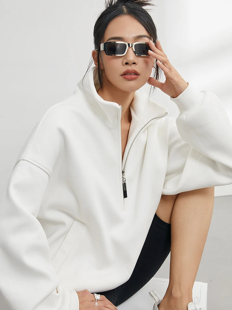 Women's Oversized Half Zip Pullover Hoodie