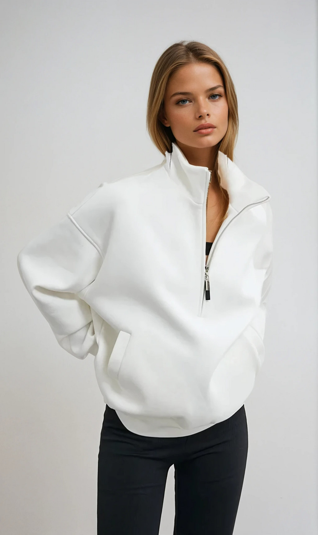 Women's Oversized Half Zip Pullover Hoodie
