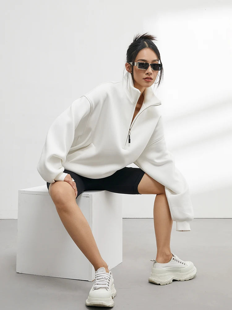 Women's Oversized Half Zip Pullover Hoodie