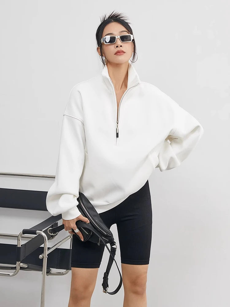 Women's Oversized Half Zip Pullover Hoodie