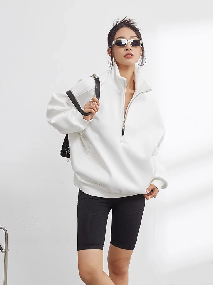 Women's Oversized Half Zip Pullover Hoodie