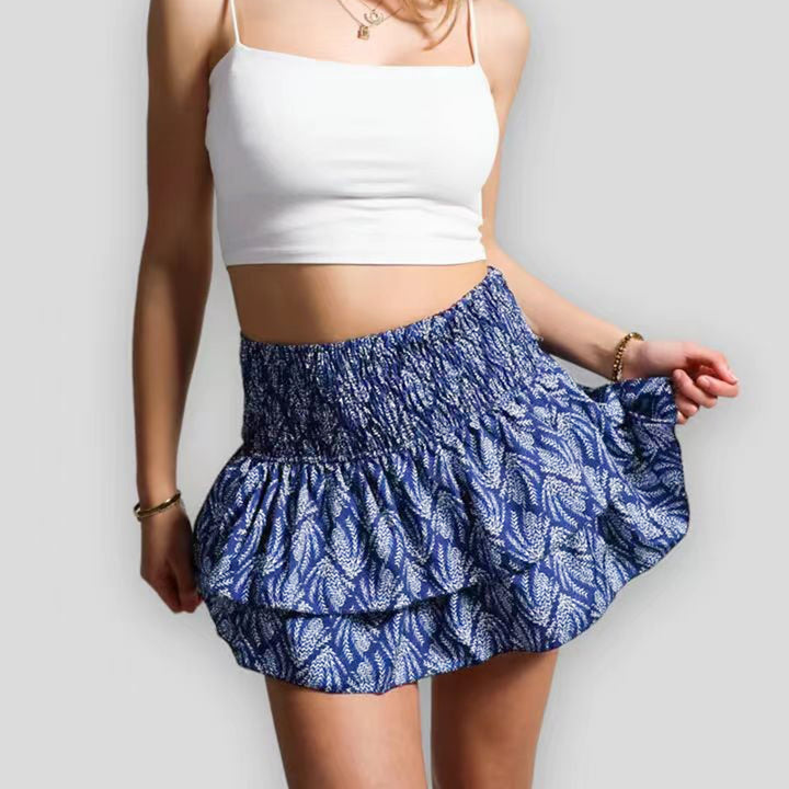 Women's A-Line Summer Mini Skirt with Smocked Waist