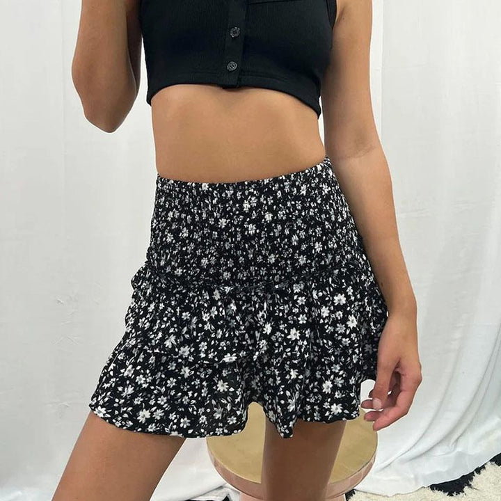 Women's A-Line Summer Mini Skirt with Smocked Waist