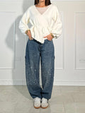 Women's Balloon-Leg Carpenter Jeans with Sparkling Finish