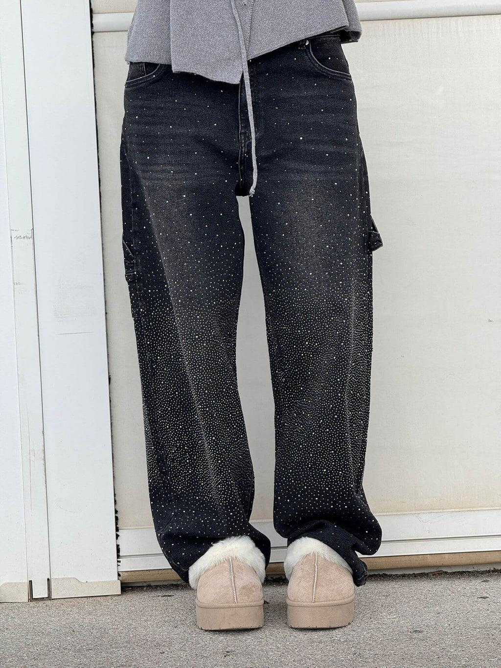 Women's Balloon-Leg Carpenter Jeans with Sparkling Finish