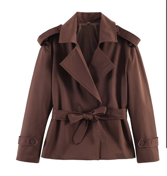 Women's Belted Short Trench Coat