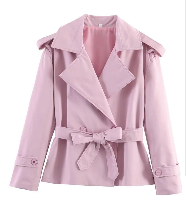 Women's Belted Short Trench Coat