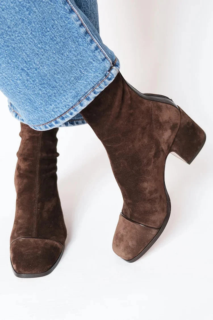 Women's Block Heel Square Toe Boots