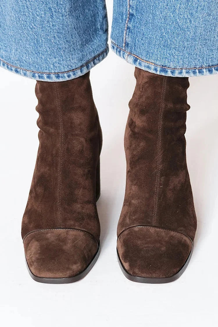 Women's Block Heel Square Toe Boots