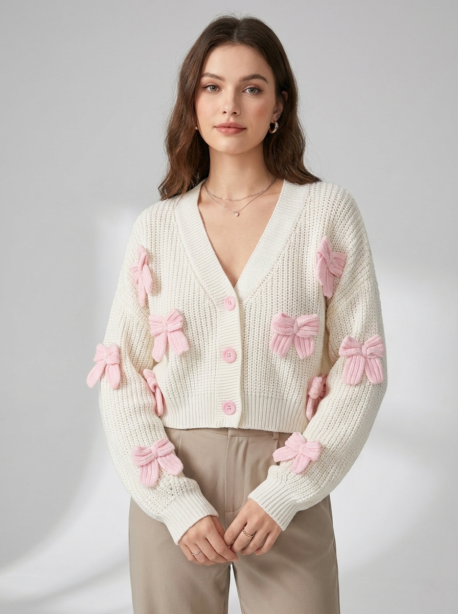 Women's Bow Accent Cardigan Sweater