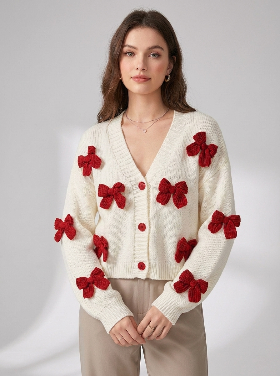 Women's Bow Accent Cardigan Sweater