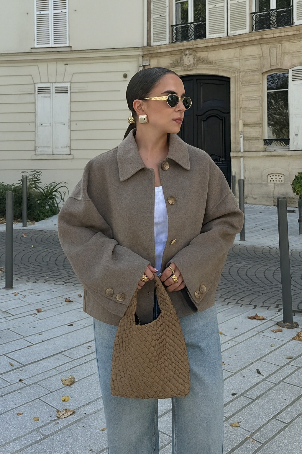 Women's Boxy Cropped Wool Coat