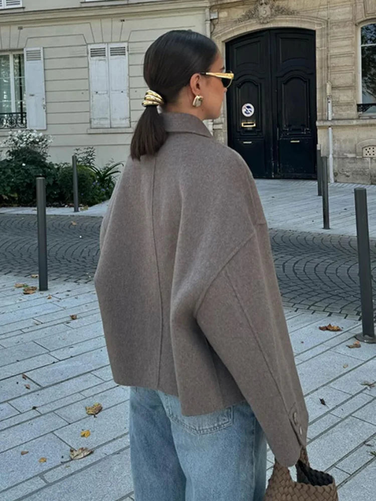 Women's Boxy Cropped Wool Coat