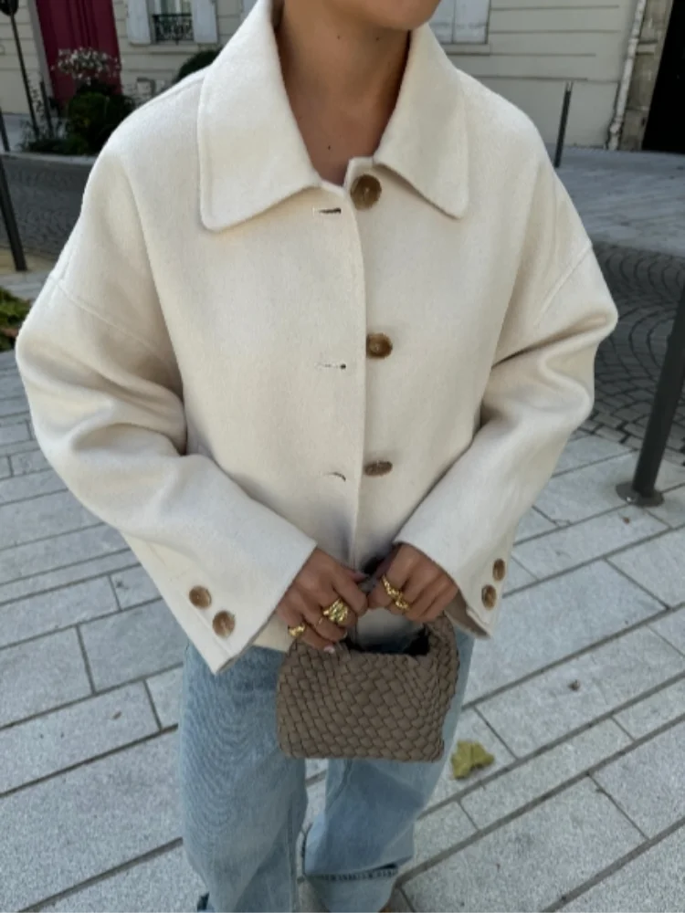 Women's Boxy Cropped Wool Coat