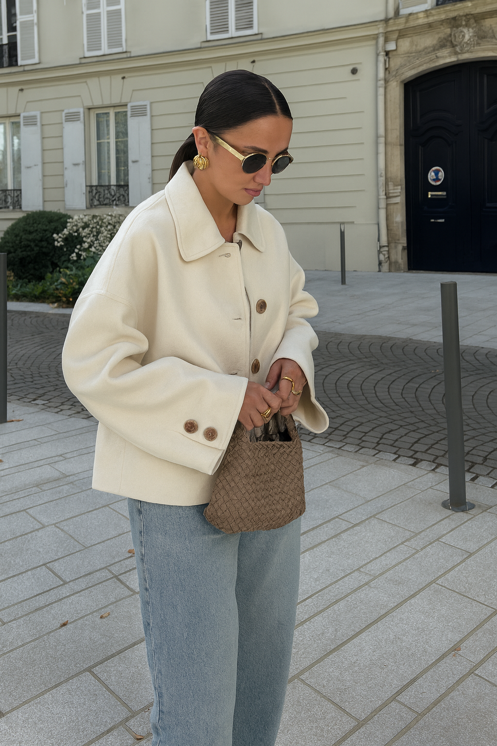 Women's Boxy Cropped Wool Coat