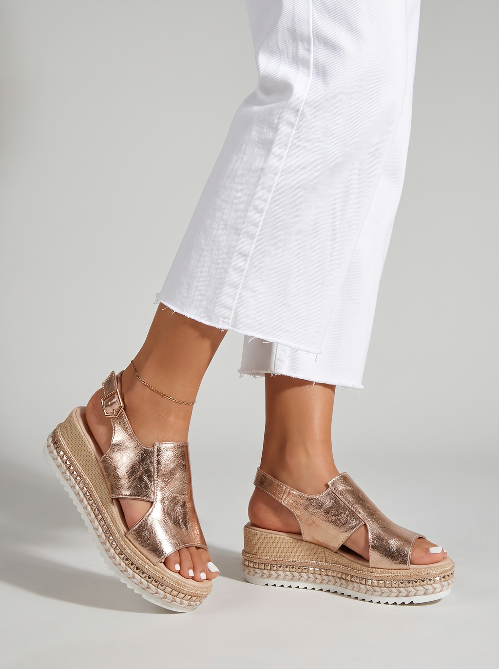 Women's Buckle Wedge Sandals with Hollow Fish Mouth Design