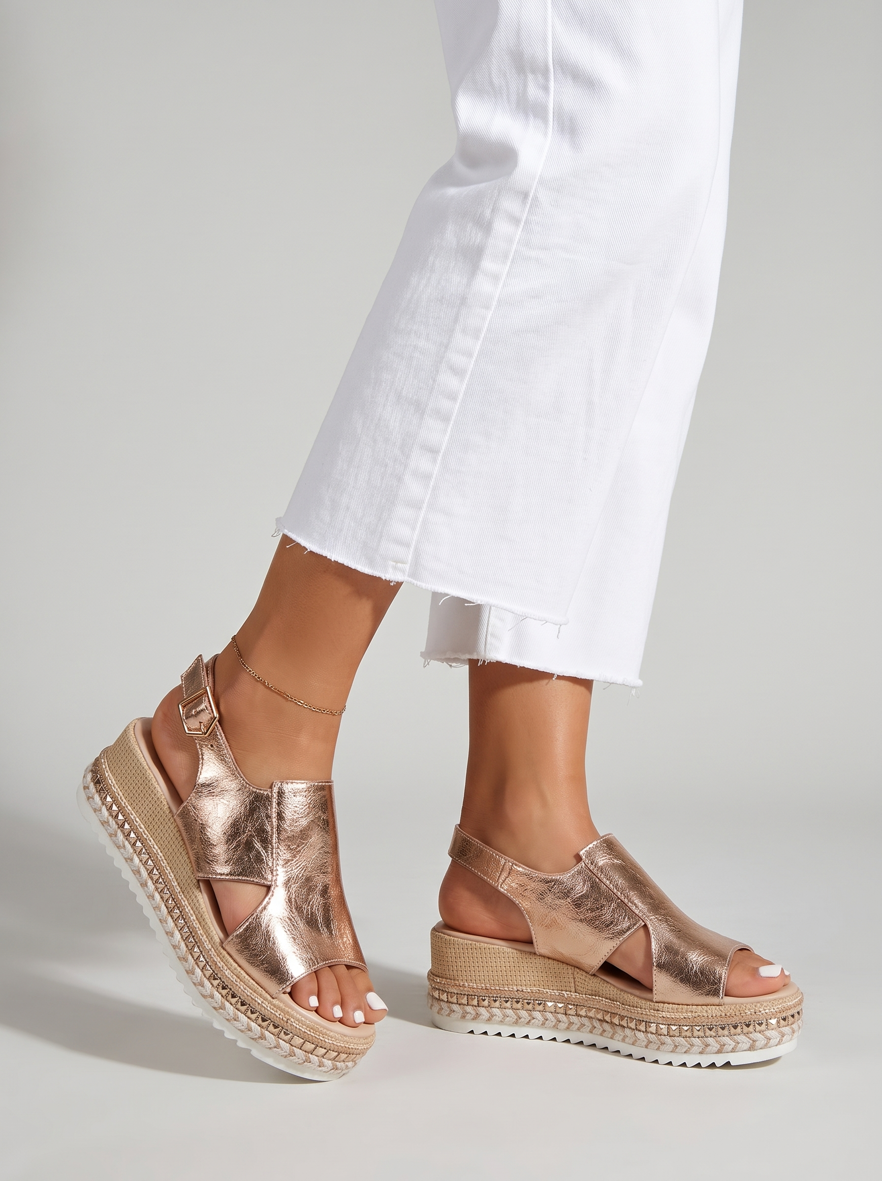 Women's Buckle Wedge Sandals with Hollow Fish Mouth Design