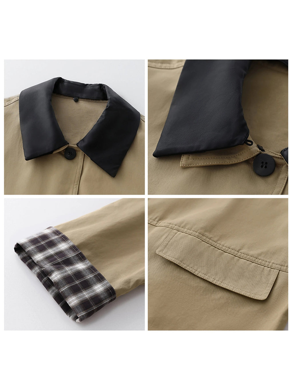 Women's Button-Up Contrast Trim Jacket with Flap Pockets