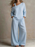Women's Casual One-Shoulder Loungewear Two-Piece Set