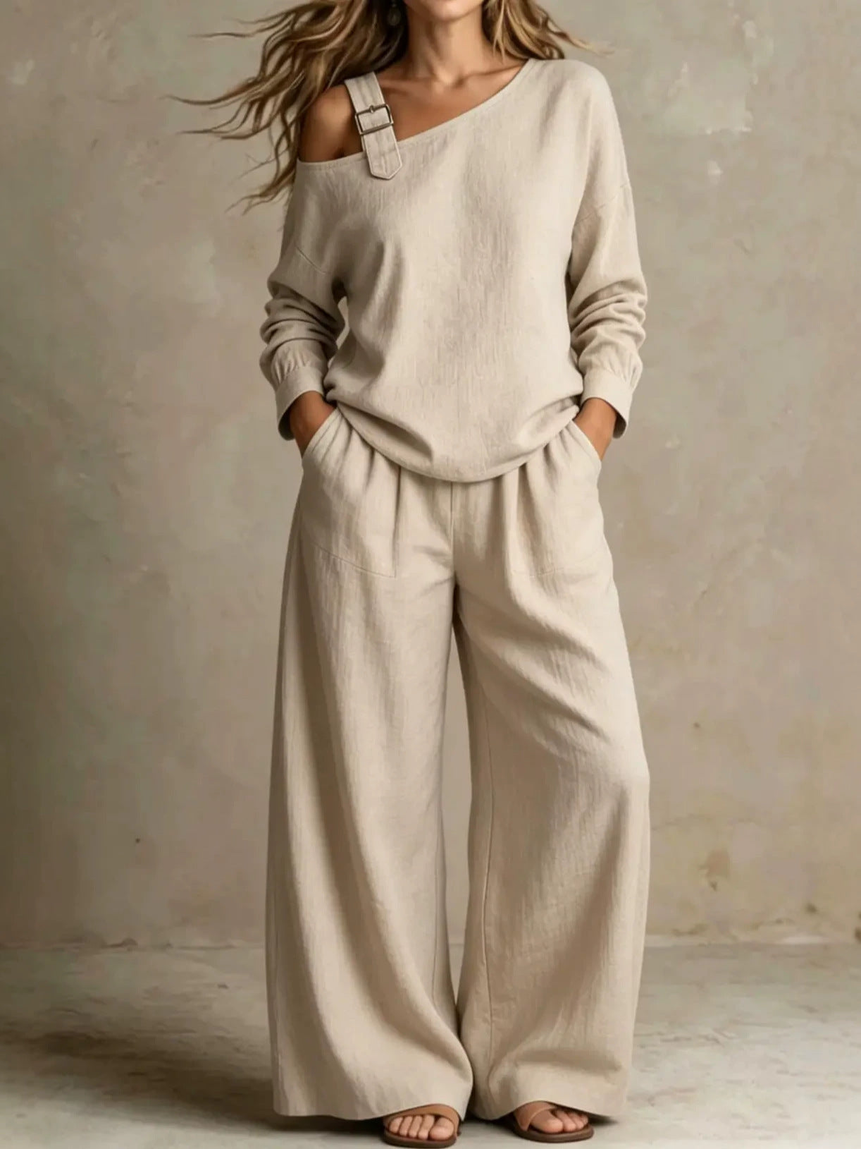 Women's Casual One-Shoulder Loungewear Two-Piece Set