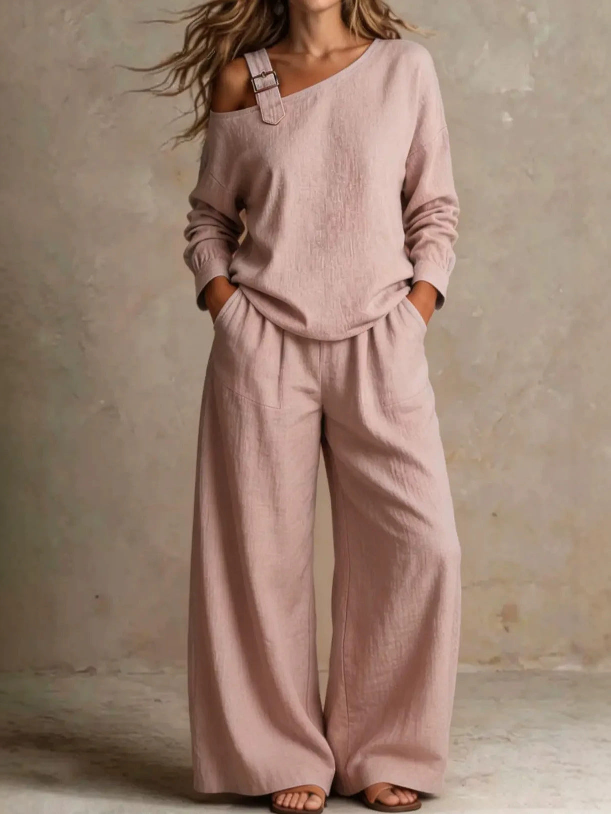 Women's Casual One-Shoulder Loungewear Two-Piece Set