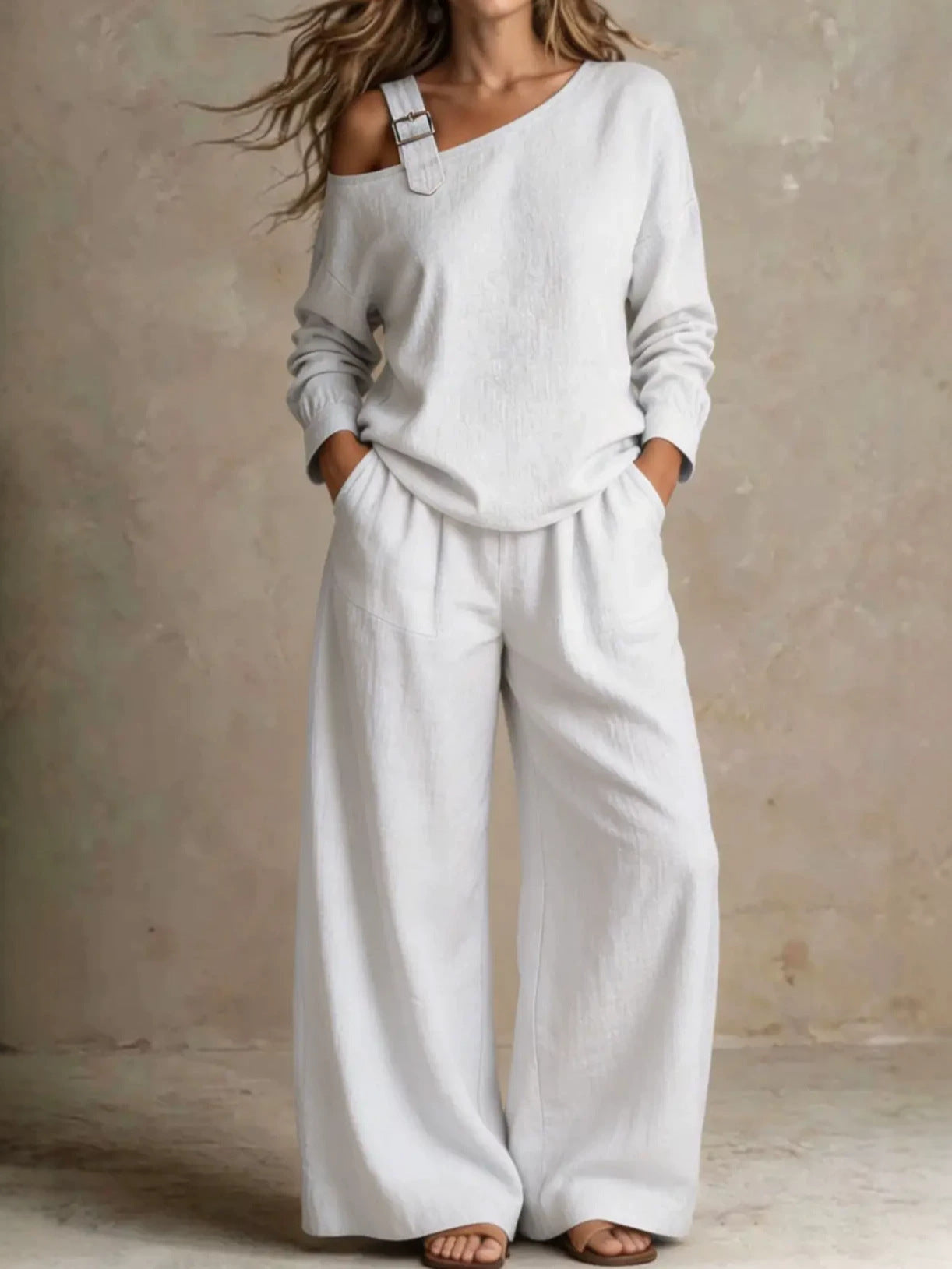Women's Casual One-Shoulder Loungewear Two-Piece Set