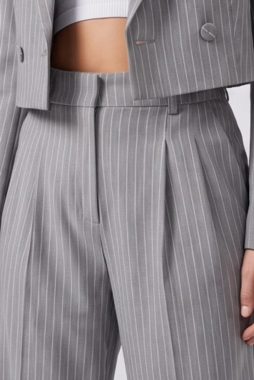 Women's Casual Striped Suit Set with Cropped Top and Pants