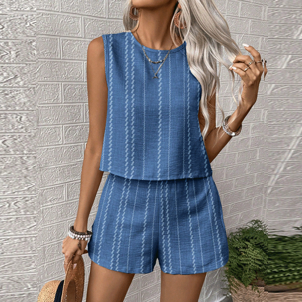 Women's Casual Two Piece Set with Sleeveless Top