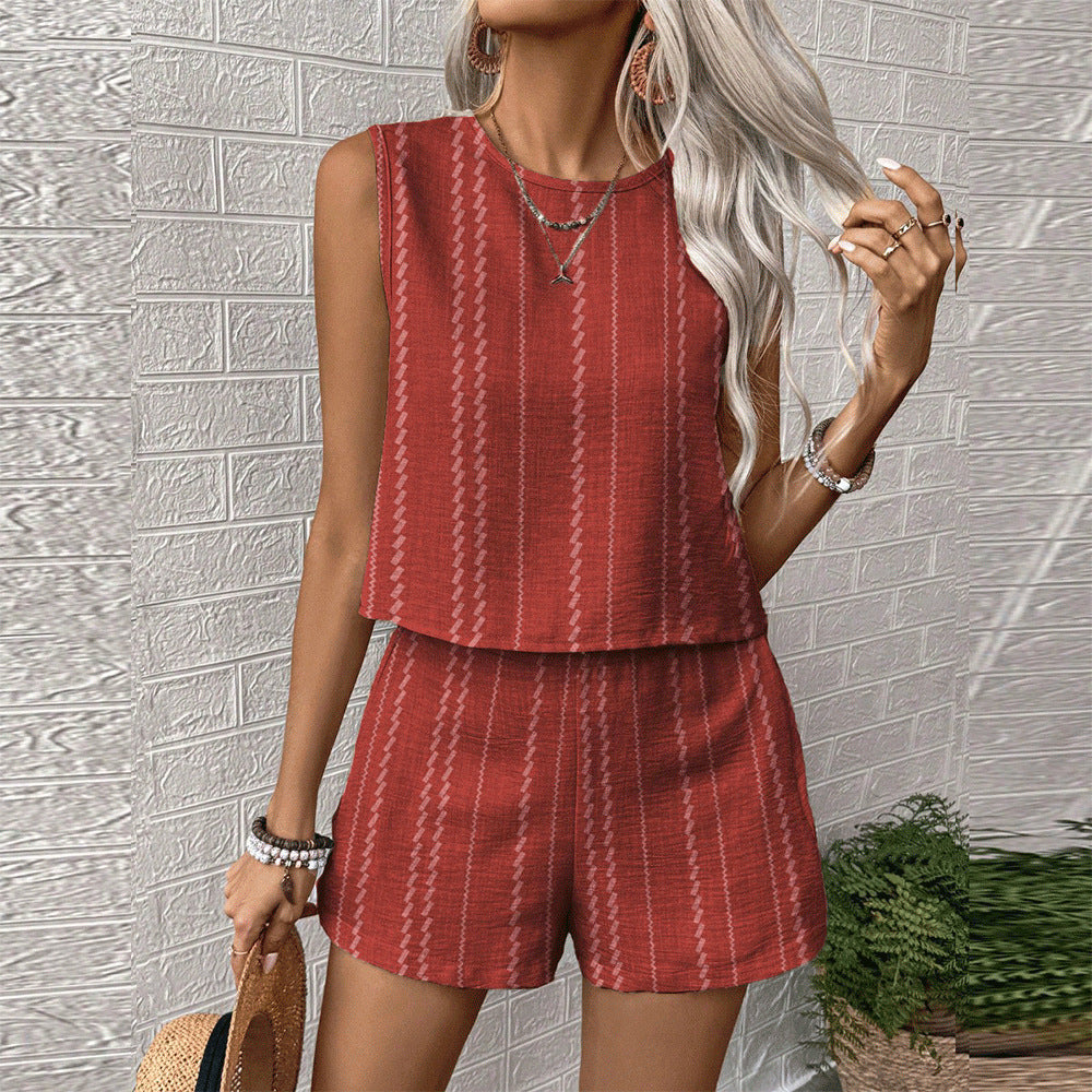 Women's Casual Two Piece Set with Sleeveless Top