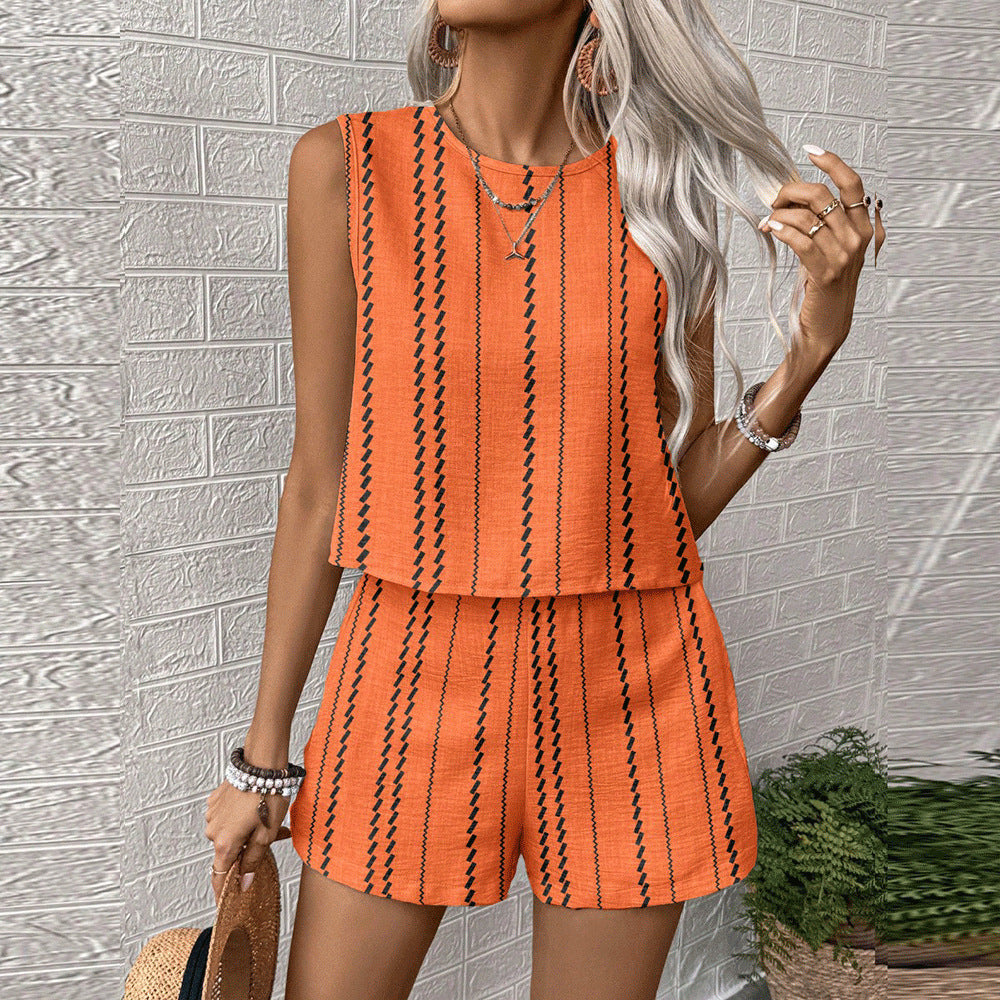 Women's Casual Two Piece Set with Sleeveless Top
