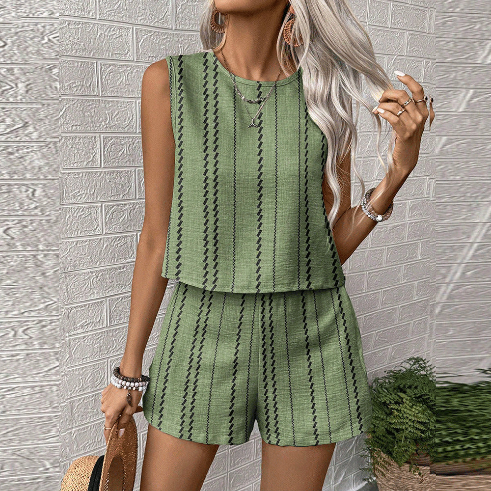 Women's Casual Two Piece Set with Sleeveless Top