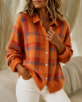 Women's Checked Knitted Cardigan Sweater