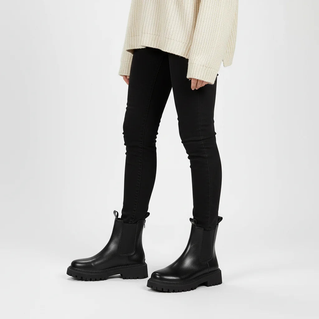Women's Chelsea Boots with Round Toe and Elastic Sides