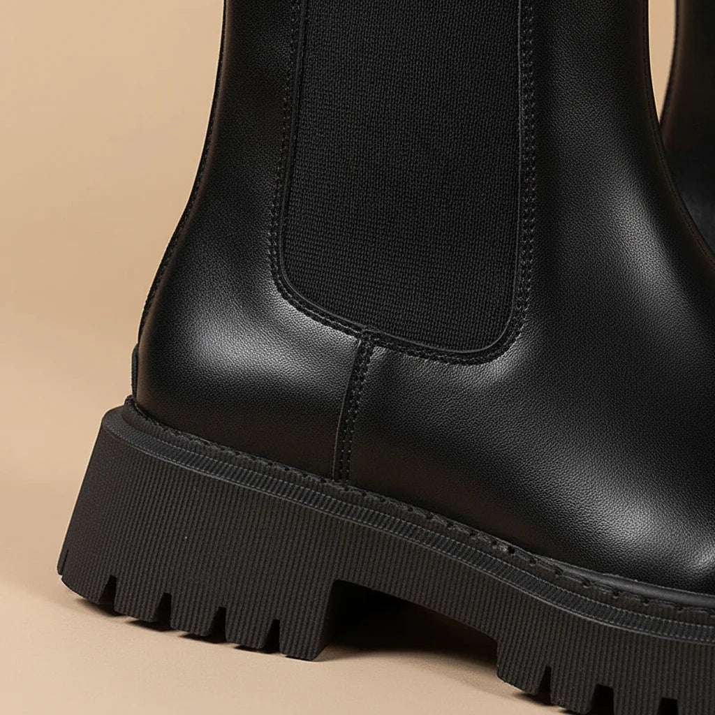 Women's Chelsea Boots with Round Toe and Elastic Sides