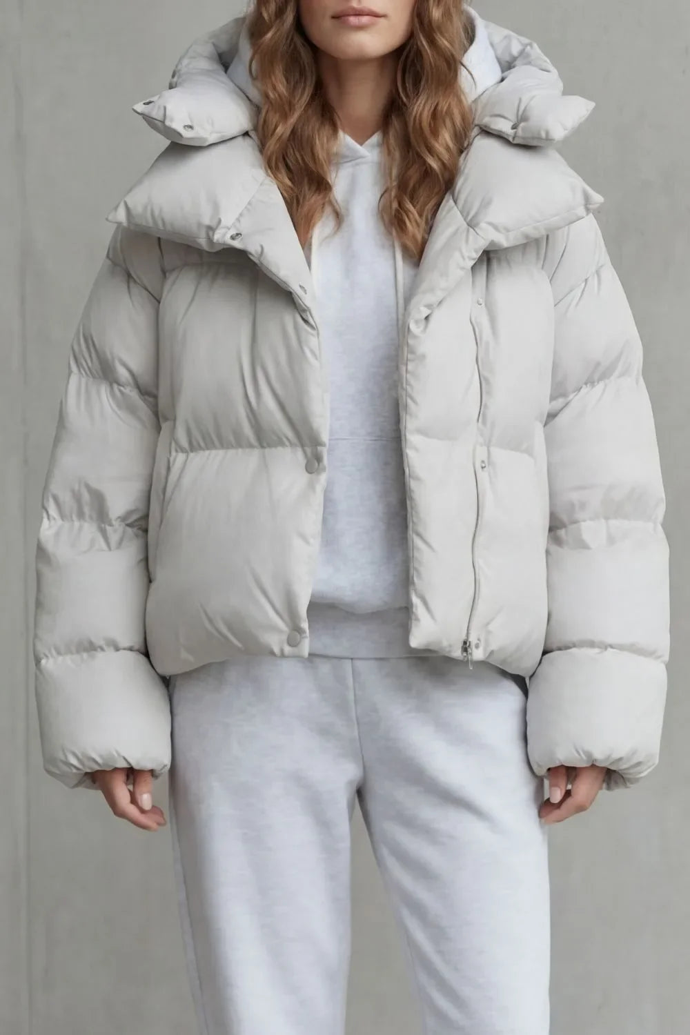 Women's Cropped Puffer Jacket with Hood