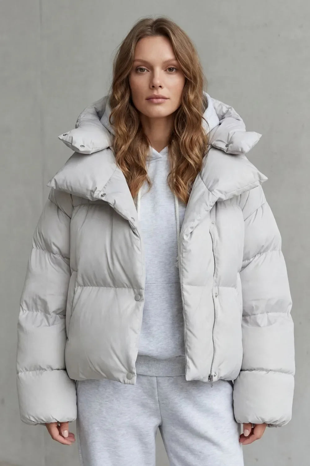 Women's Cropped Puffer Jacket with Hood