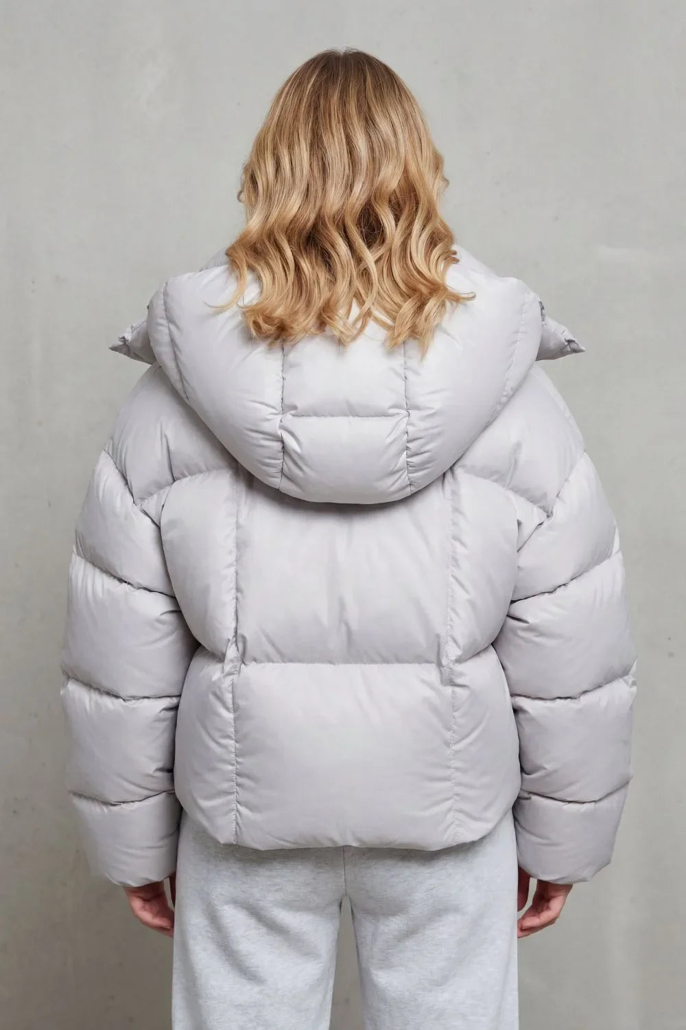 Women's Cropped Puffer Jacket with Hood