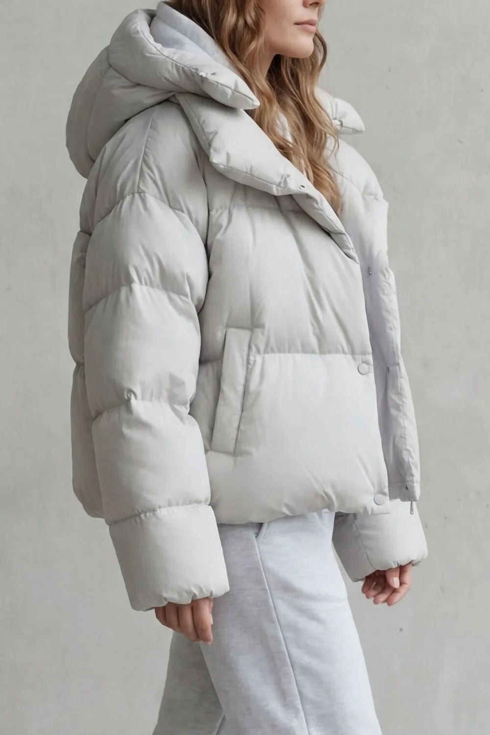 Women's Cropped Puffer Jacket with Hood