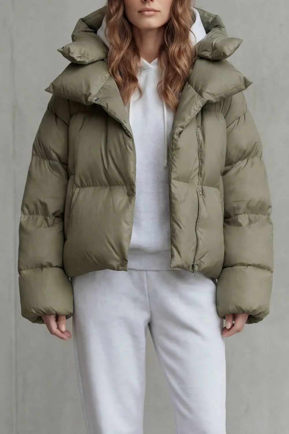 Women's Cropped Puffer Jacket with Hood