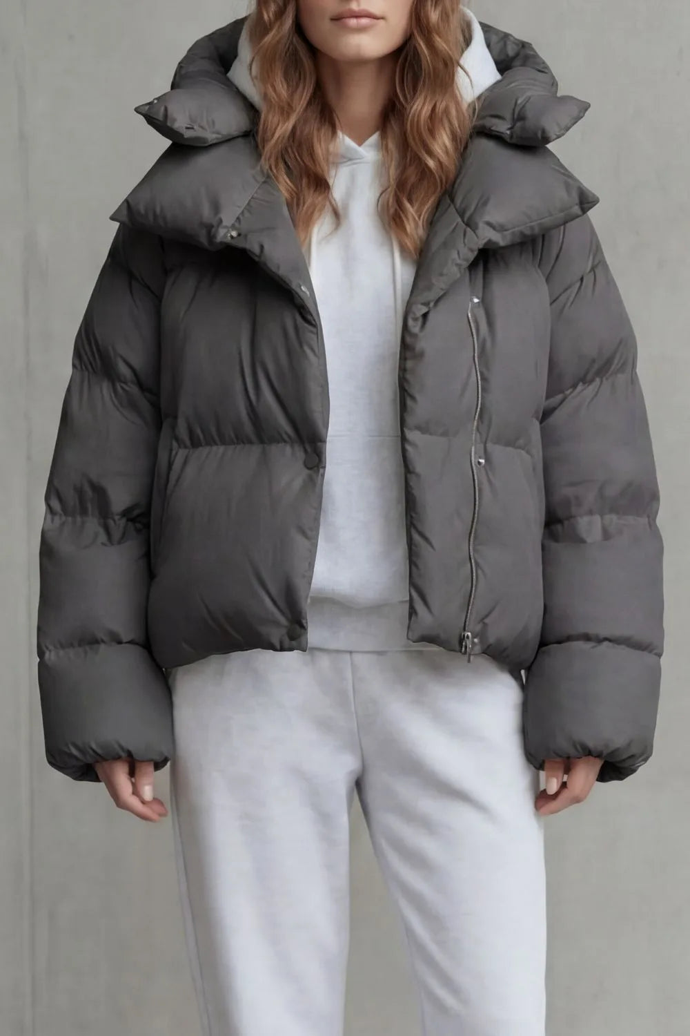 Women's Cropped Puffer Jacket with Hood