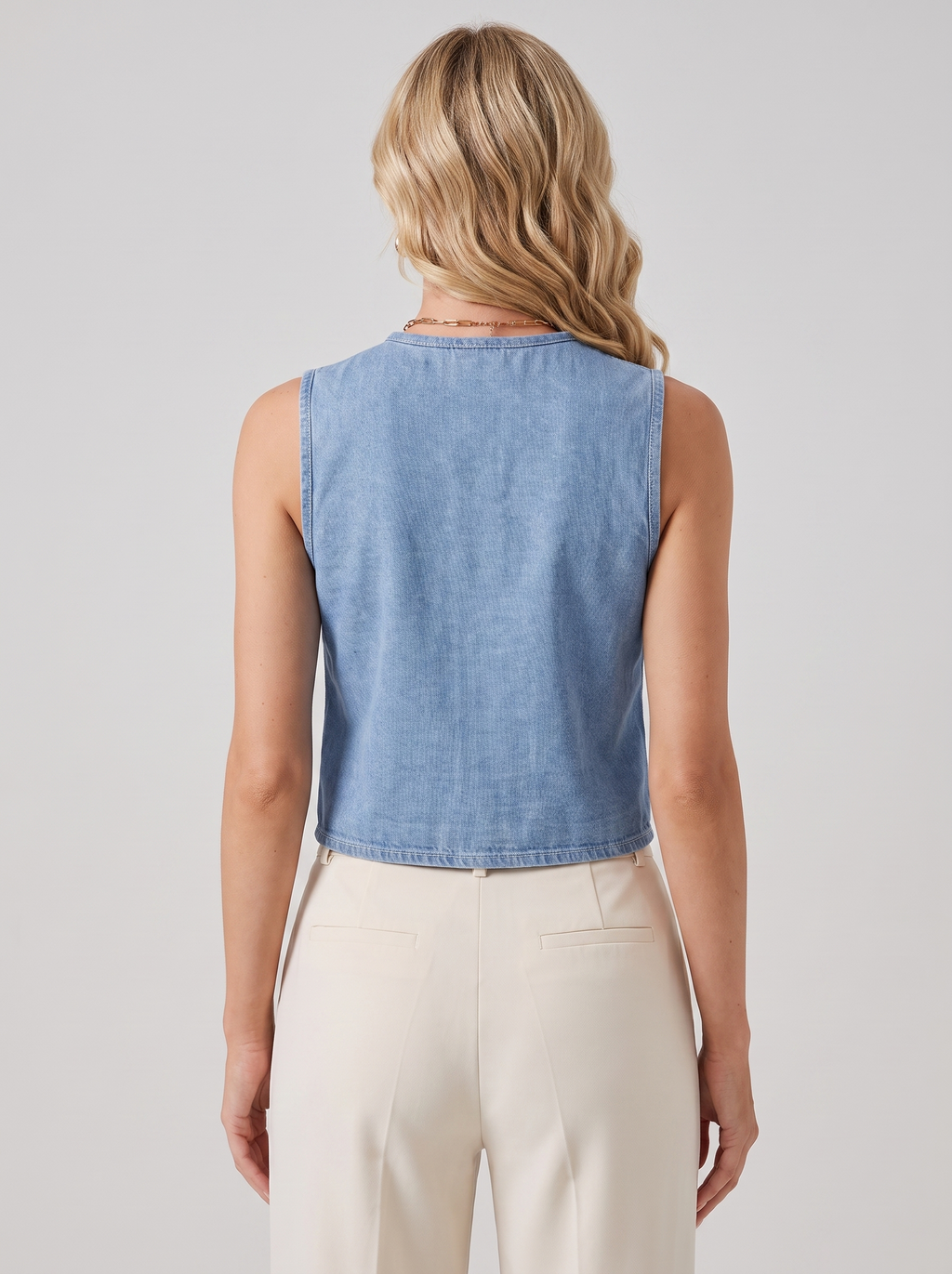 Women's Denim Bow Tie Tank Top