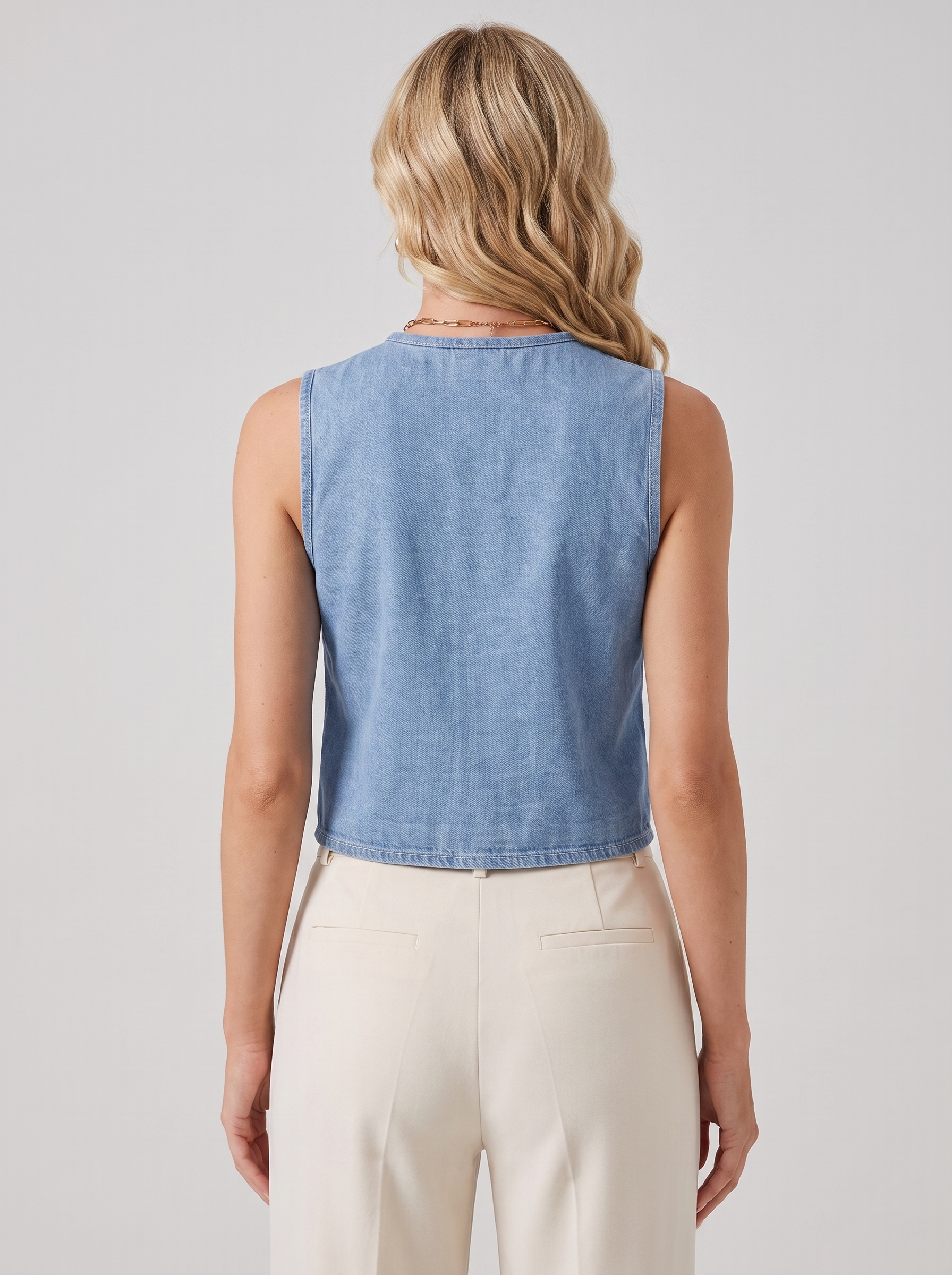 Women's Denim Bow Tie Tank Top