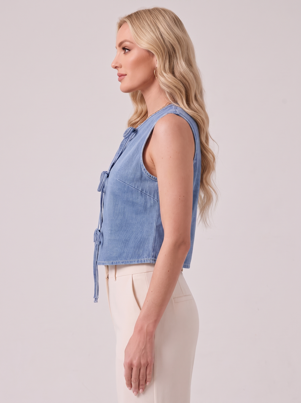 Women's Denim Bow Tie Tank Top