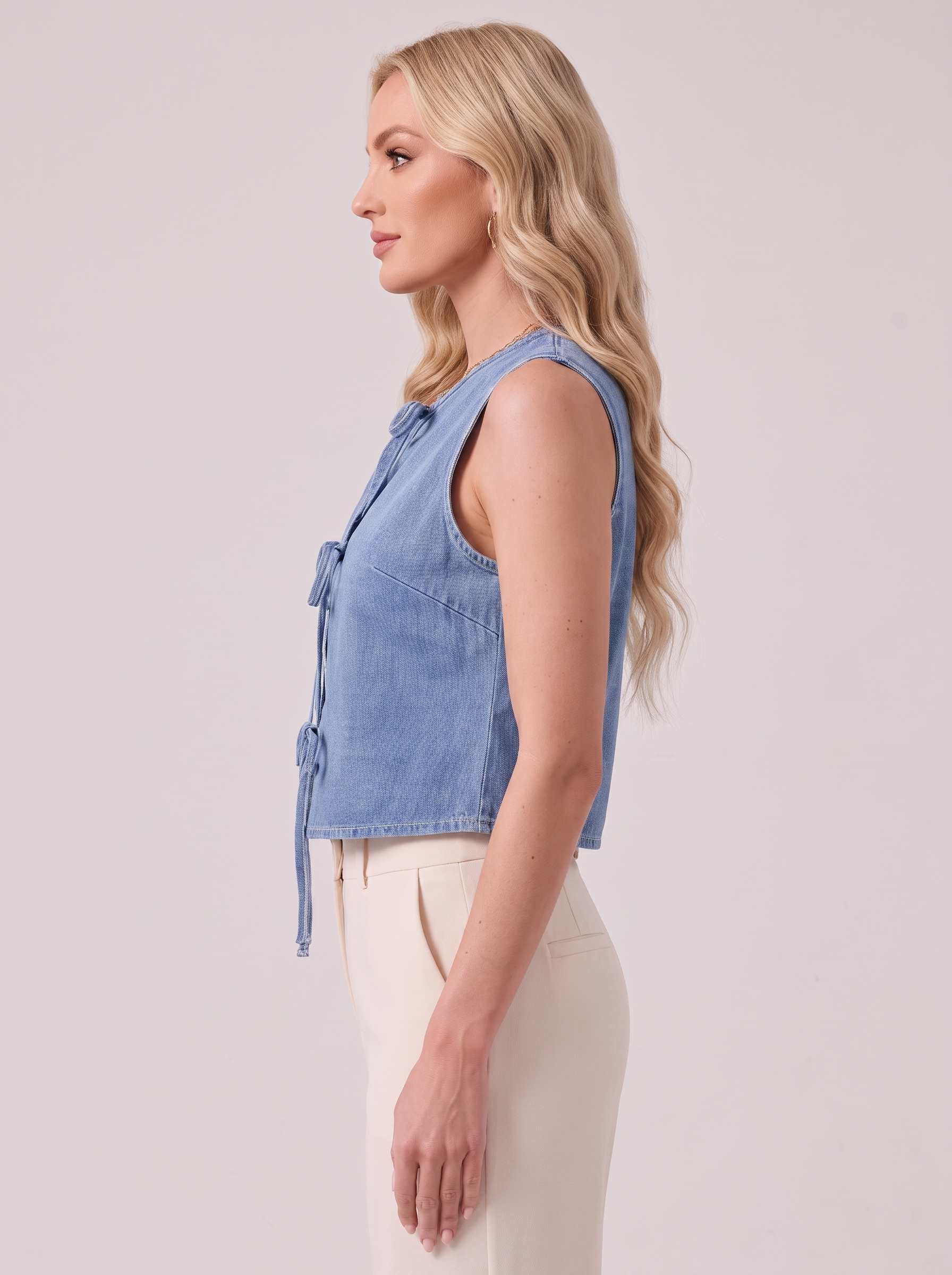 Women's Denim Bow Tie Tank Top