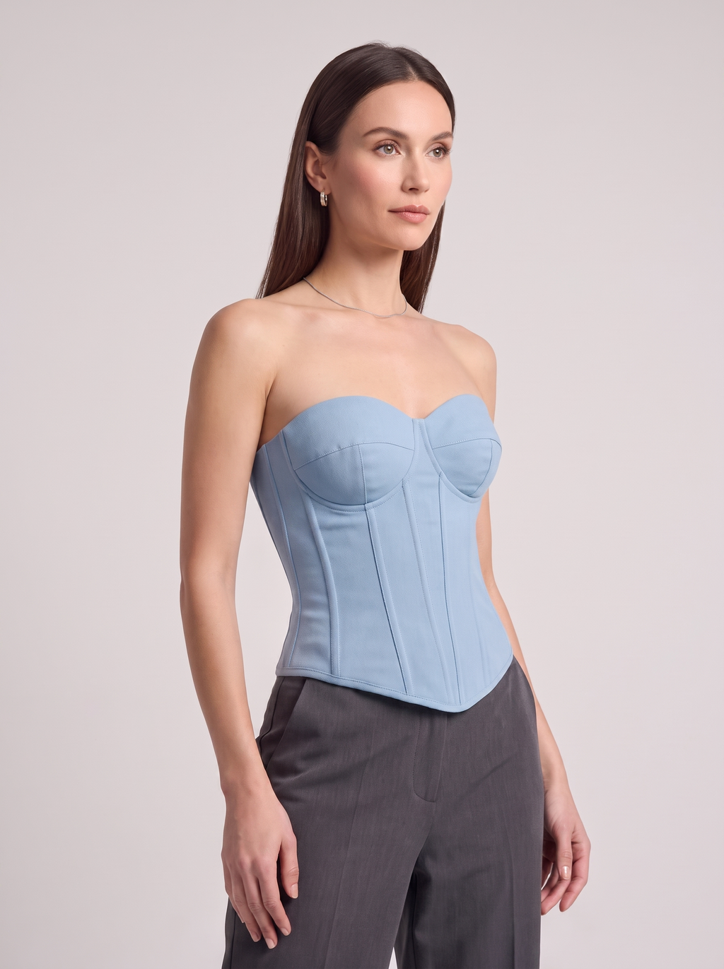 Women's Denim Tube Crop Top with Back-Tied Detail